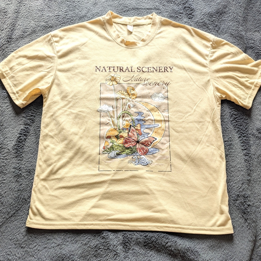 Natural Scenery Graphic T-Shirt - Cream